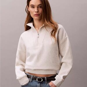 Calvin Klein cropped quarter zip pullover, size L